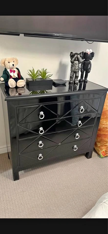 Elegant Black Dresser – Modern Glam Style