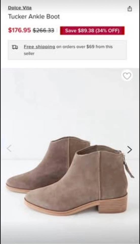 Dolce Vita Tucker Graphite Suede Ankle Boot 7.5 - photo 2