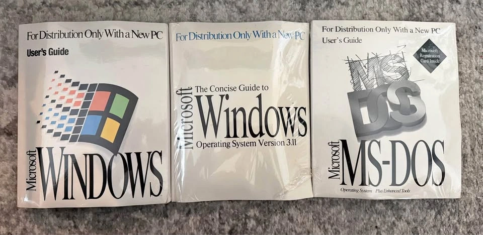 Microsoft Windows 3.1 OS w/ Floppy Disks & Books (3)