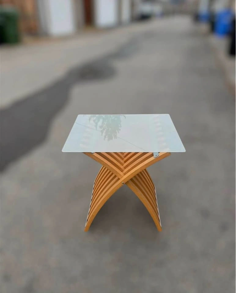 Vintage IKEA Ekeberg Side Table - Beechwood & Frosted Glass - photo 2