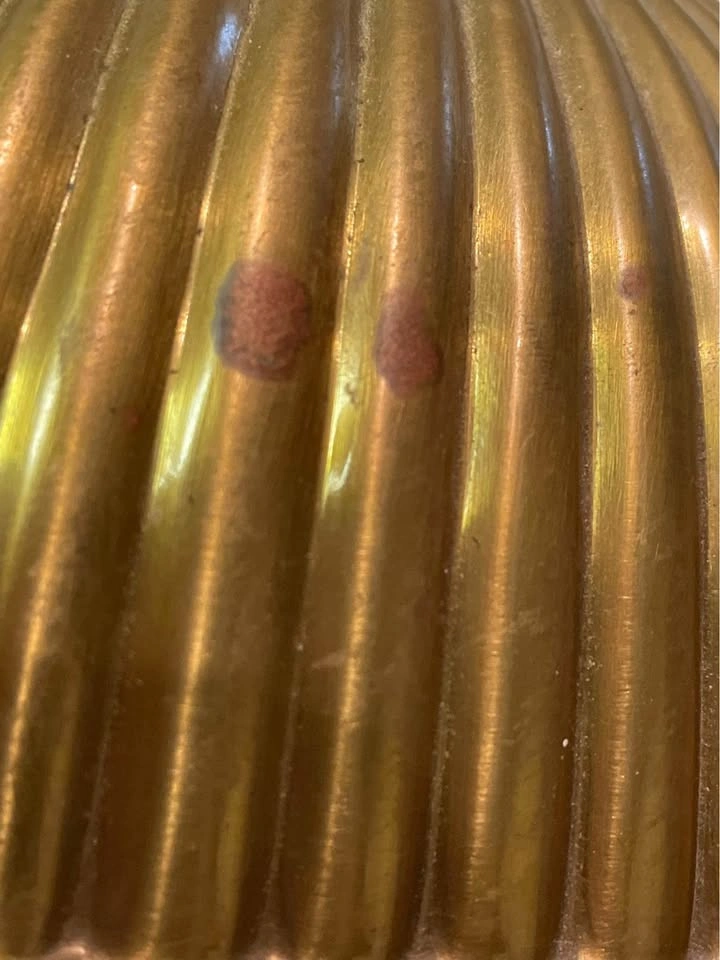 Vintage Polished Brass & Wood Art Deco Lamp - photo 5