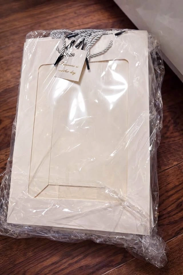 Window Gift Bags with Handles & Tags - White
