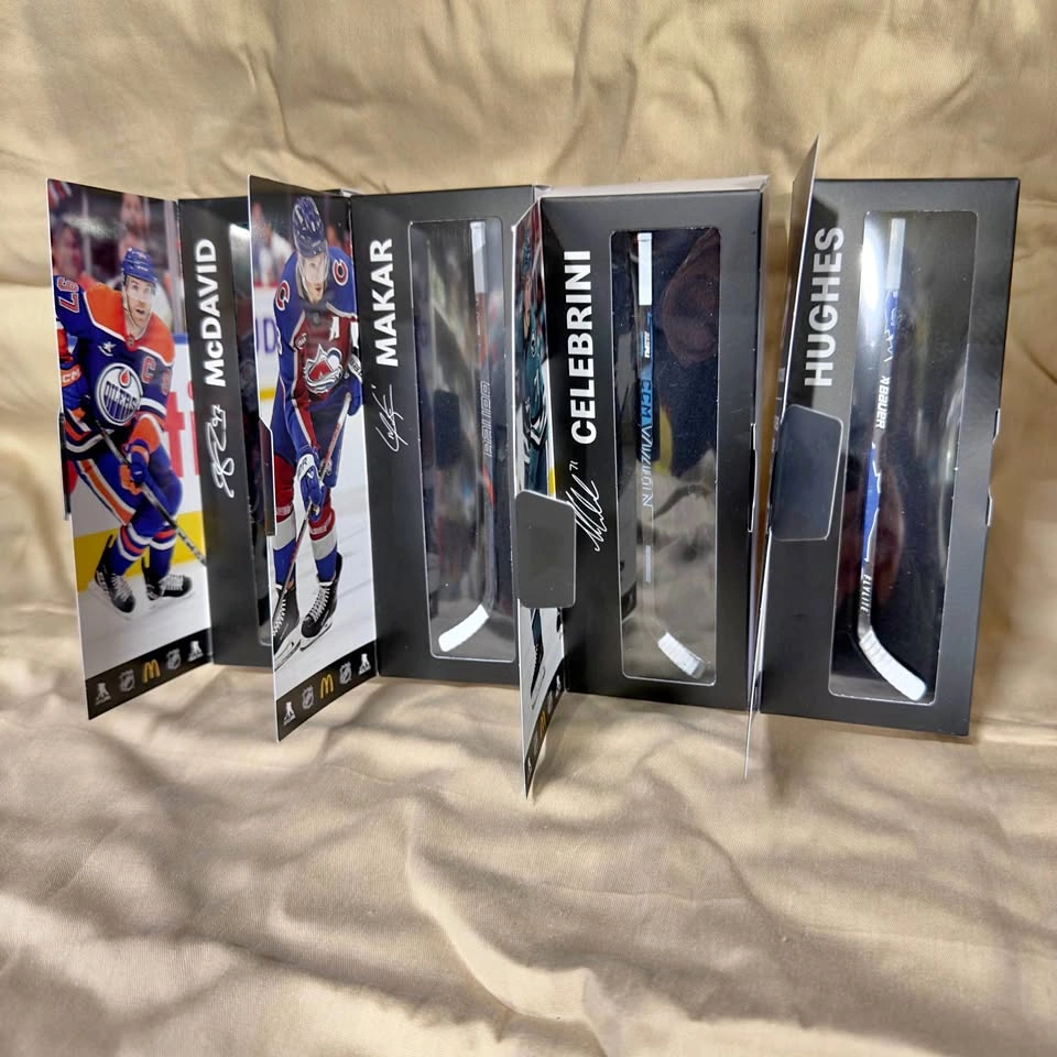 NHL Mini Sticks McDavid Makar Celebrini Hughes set of 4