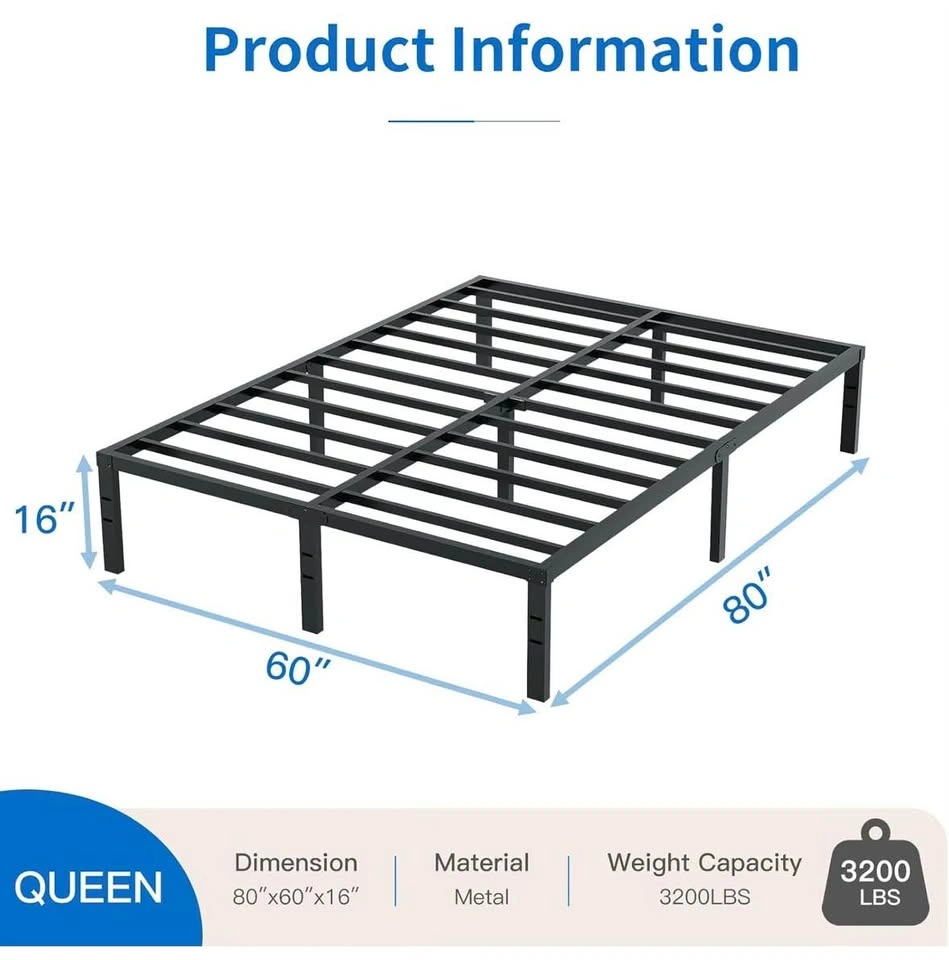 Queen Metal Bed Frame - No Box Spring Needed - photo 5