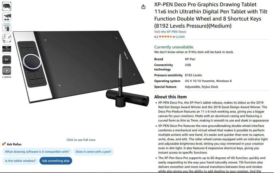 XP-PEN Deco Pro Graphics Drawing Tablet - photo 2