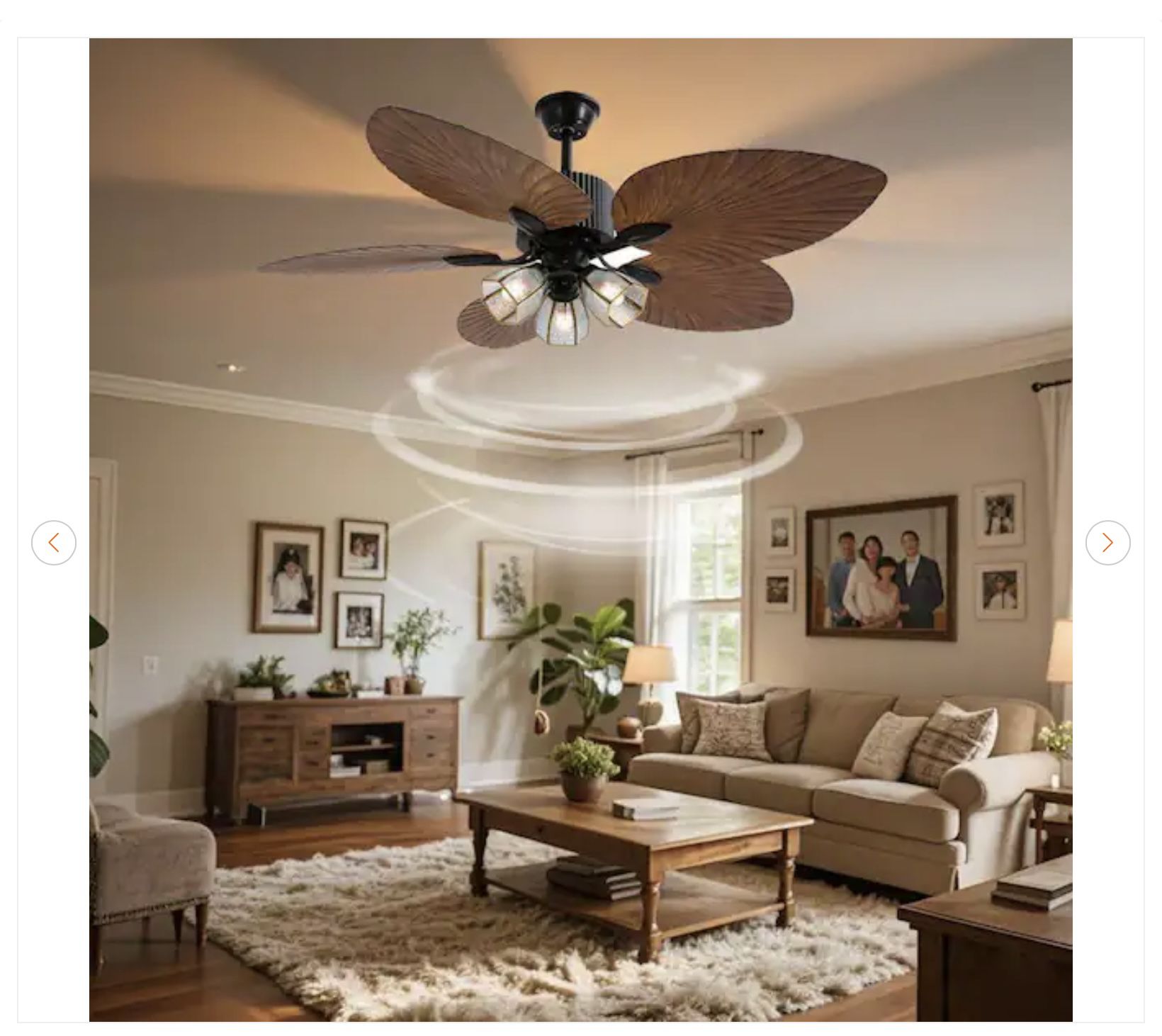 52 in. Black Modern Ceiling Fan - Tropical Palm Blades - photo 2
