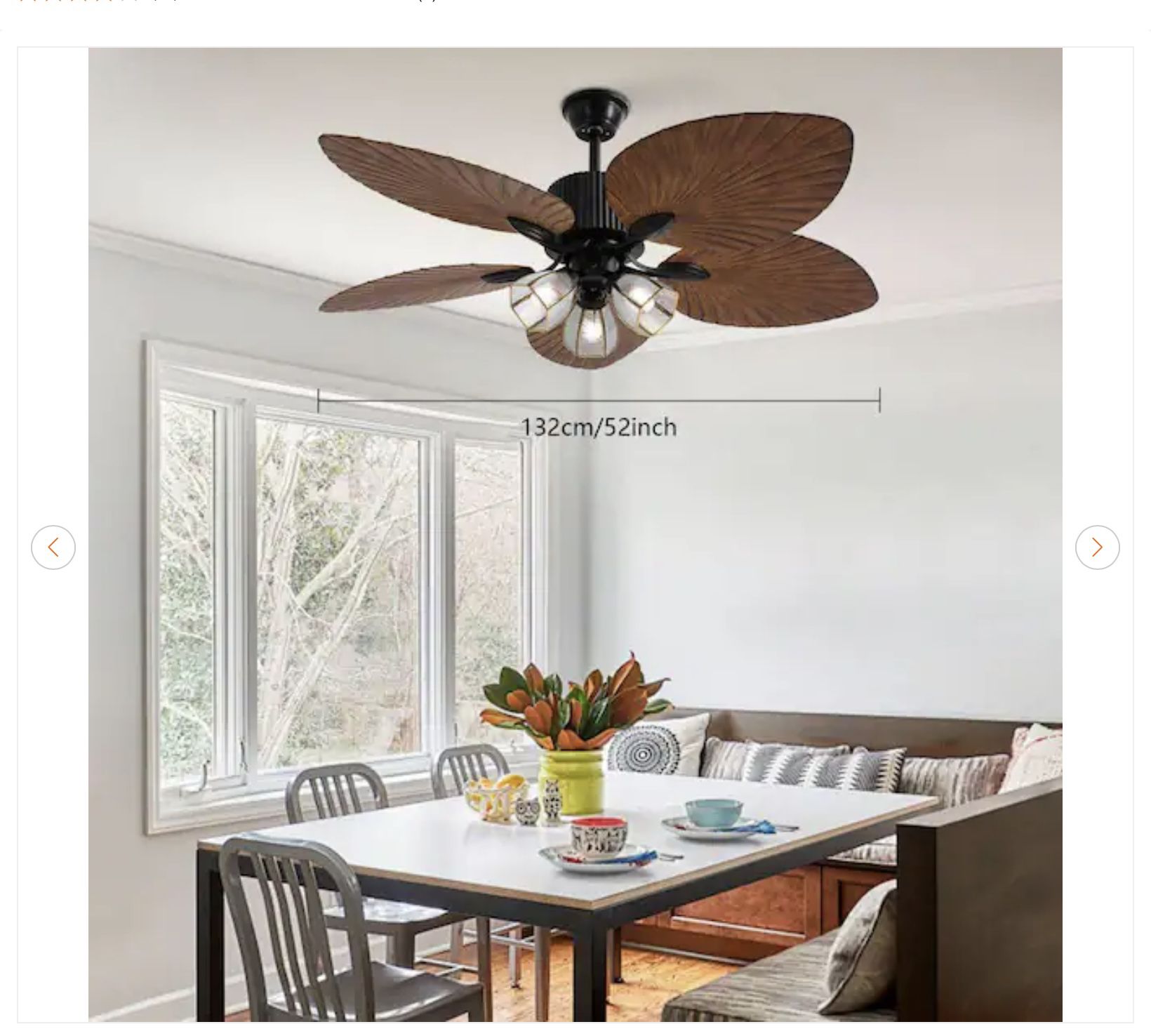 52 in. Black Modern Ceiling Fan - Tropical Palm Blades - photo 3