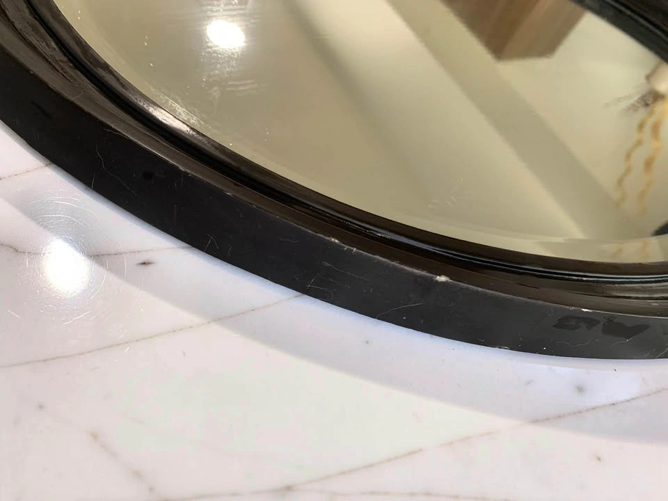 Stylish Oval Mirror with Dark Brown Frame - photo 2