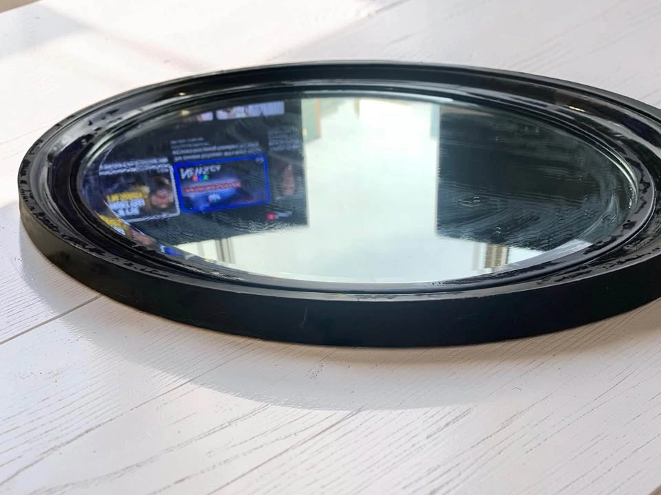 Stylish Oval Mirror with Dark Brown Frame - photo 3
