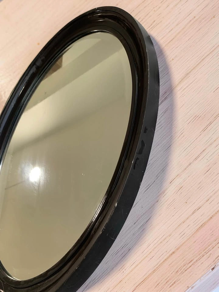 Stylish Oval Mirror with Dark Brown Frame - photo 4