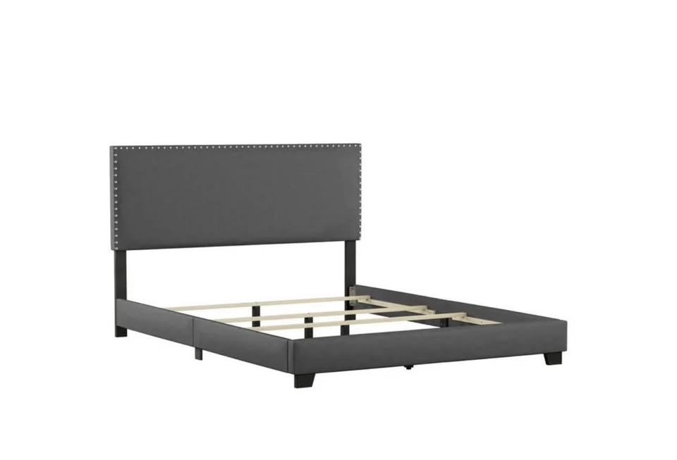 New Willow Queen Bed, Charcoal Faux Leather - photo 4