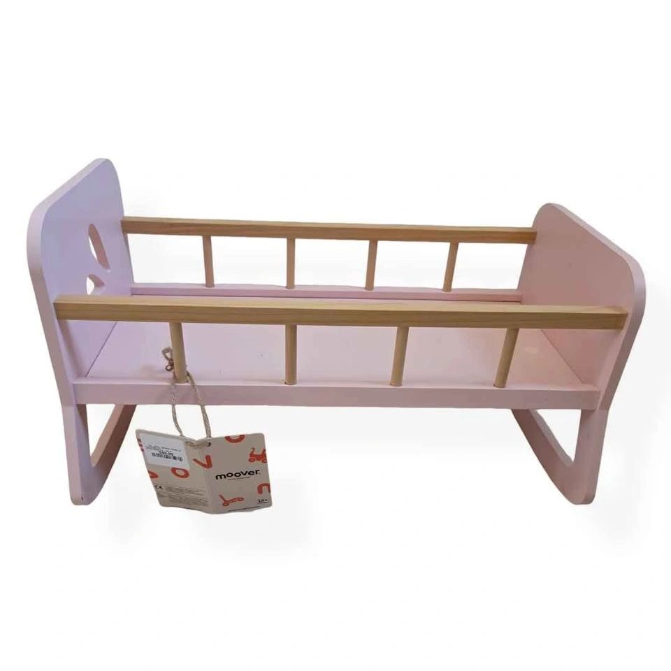 Moover Montessori Wooden Doll Cradle Crib Rocking Bed Pink + Bed - photo 3