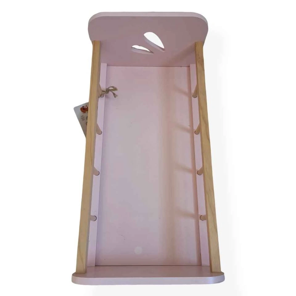 Moover Montessori Wooden Doll Cradle Crib Rocking Bed Pink + Bed - photo 5