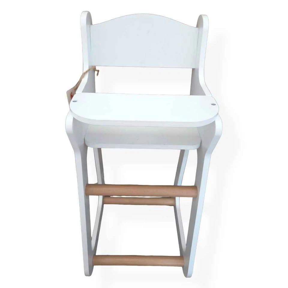 Moover Montessori Wooden Doll High Chair White + Feeding Set - photo 3