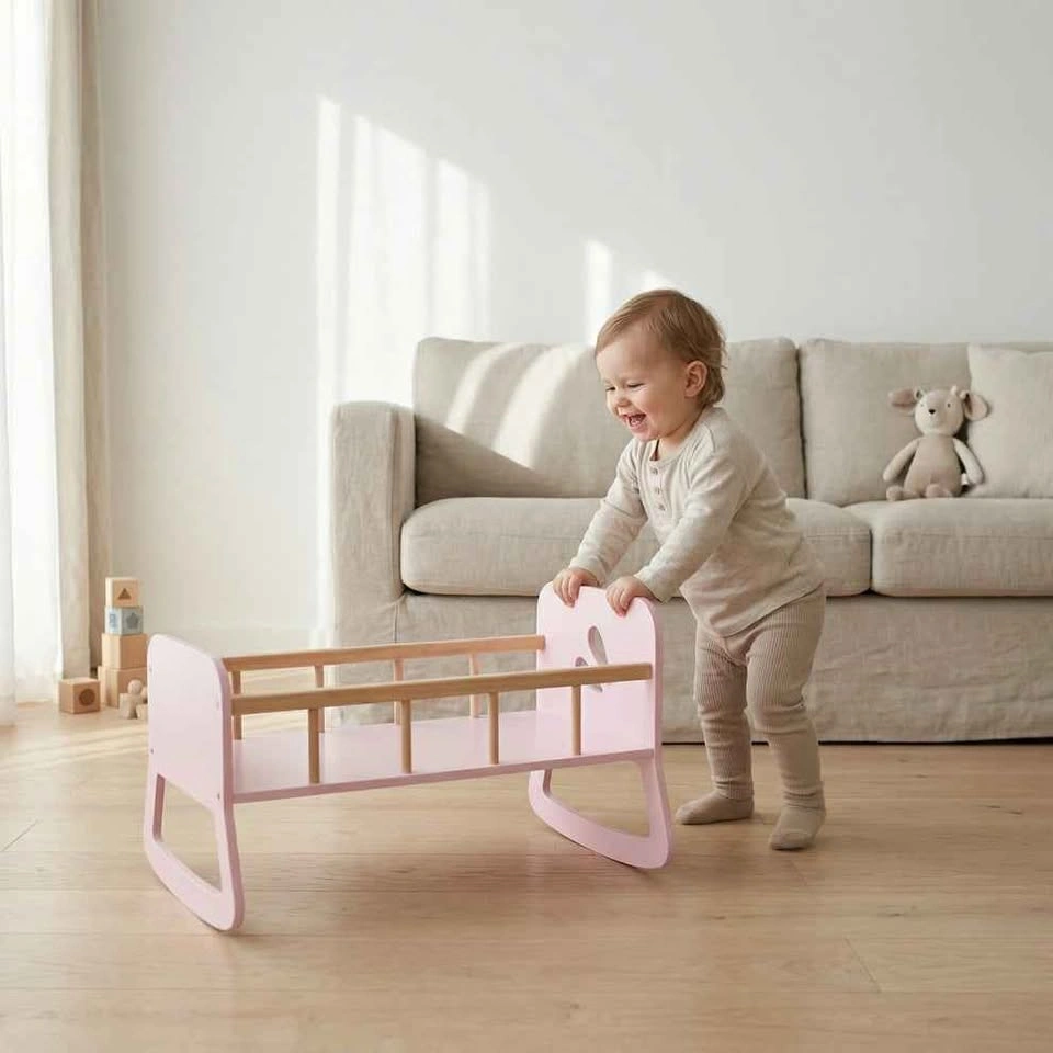 Moover Montessori Wooden Doll Furniture Set | Cradle + High Chai - photo 2
