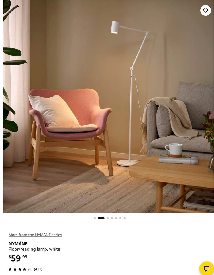 IKEA NYMÂNE Modern Floor Lamp - White - $35 - photo 3
