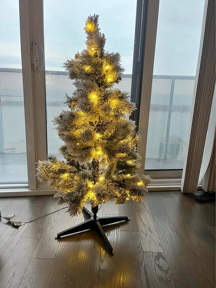 4ft Pre-Lit Frosted Artificial Christmas Tree