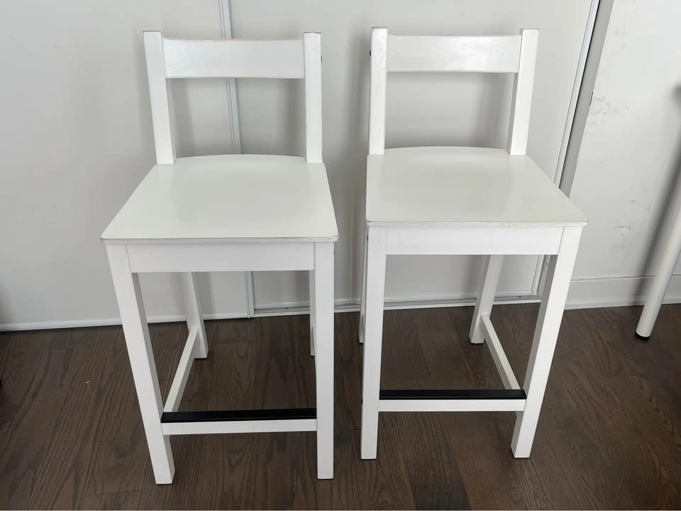 Pair of IKEA NORDVIKEN Bar Stools - White - photo 3