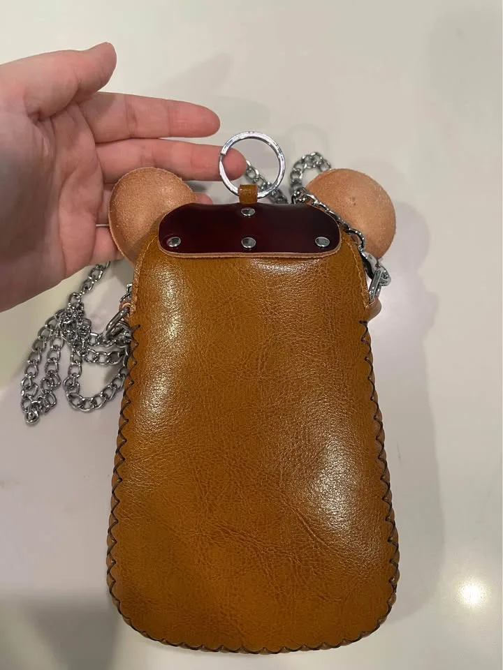 Vintage Mickey Mouse real calf Leather Crossbody Bag image indicator(5)