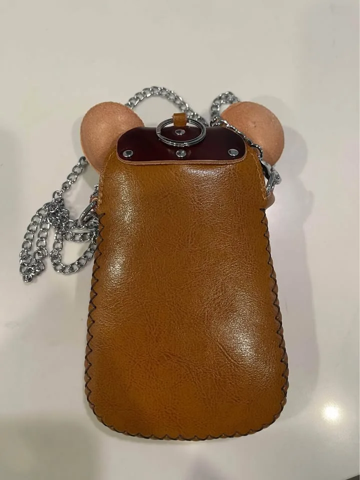 Vintage Mickey Mouse real calf Leather Crossbody Bag image indicator(7)