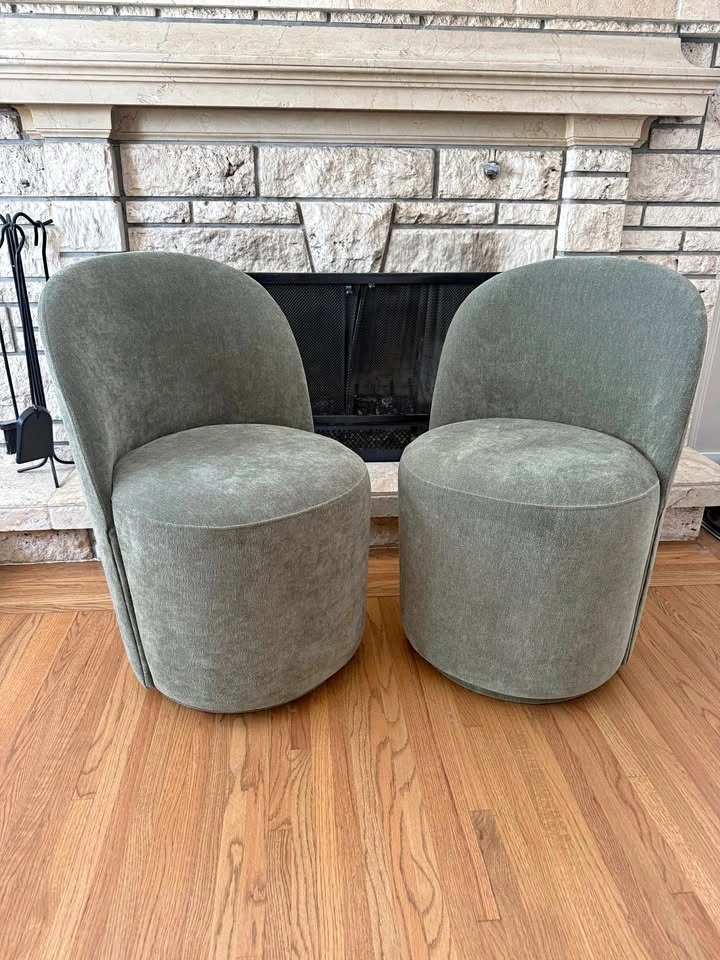 Green Swivel Chairs - Set of 2
