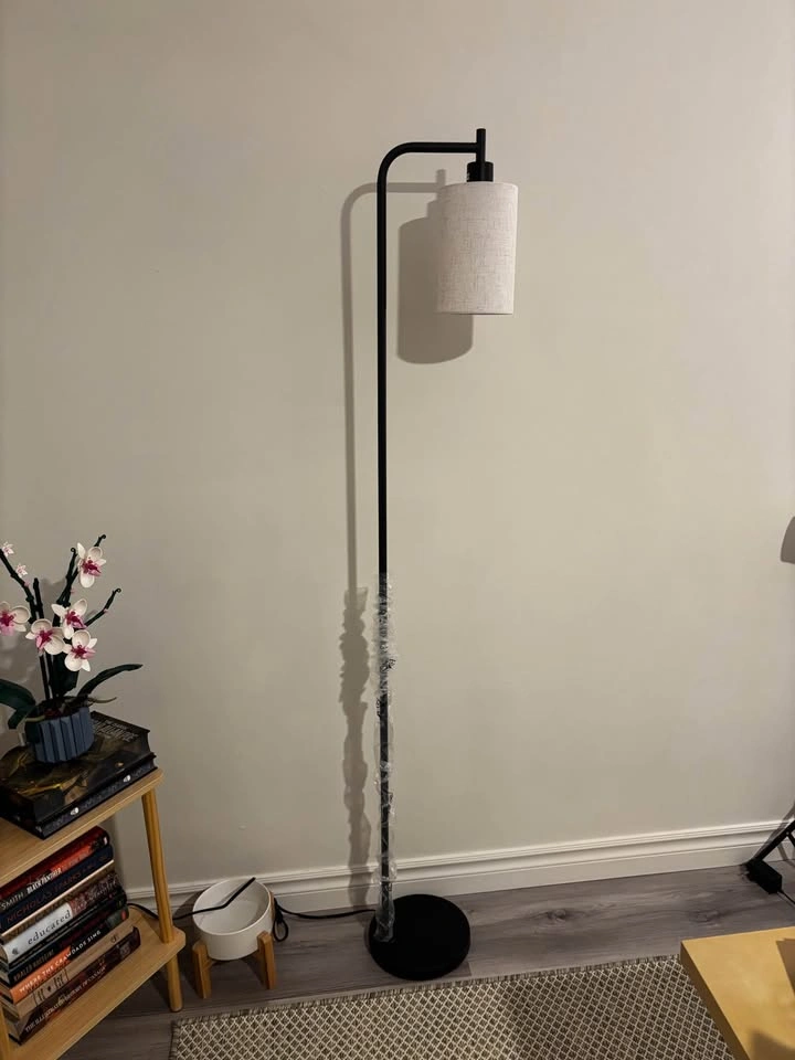 Floor Lamp with Linen Shade, Dimmable w/ Remote - photo 2