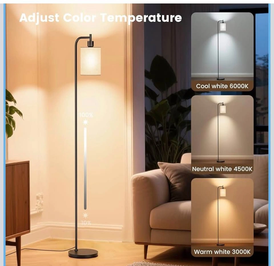 Floor Lamp with Linen Shade, Dimmable w/ Remote - photo 4