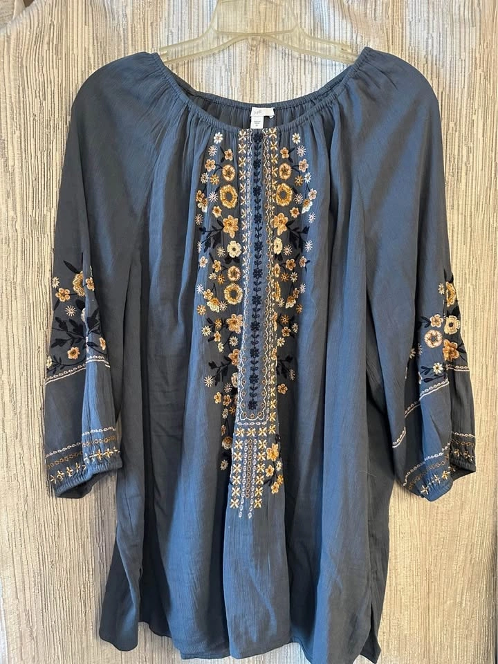 JJILL embroidered tunic xl