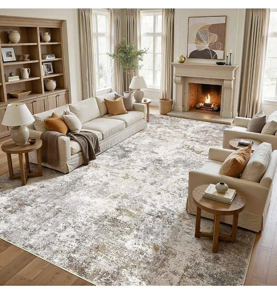 Brand NEW 10x14 Area Rug - Modern Abstract (Brown/Grey) Washable