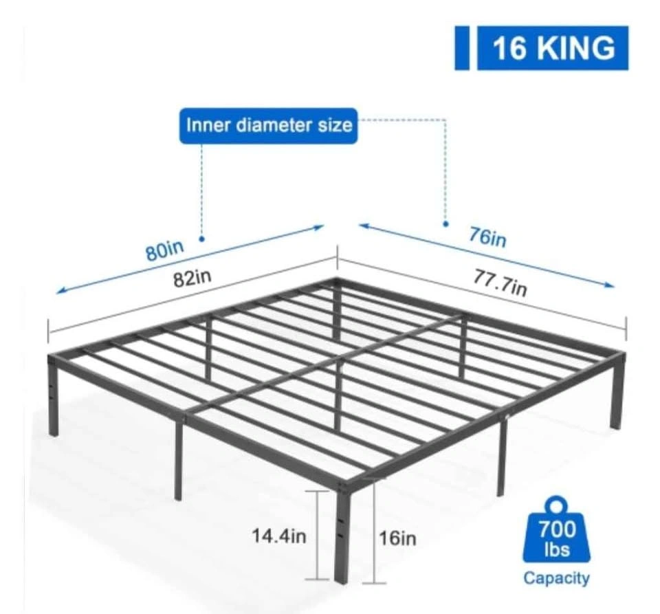 16 Inch King Size Metal Platform Bed Frame - photo 2