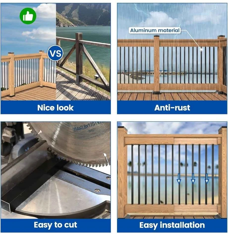 50 Pack 36" Black Aluminum Deck Railing Balusters - photo 3