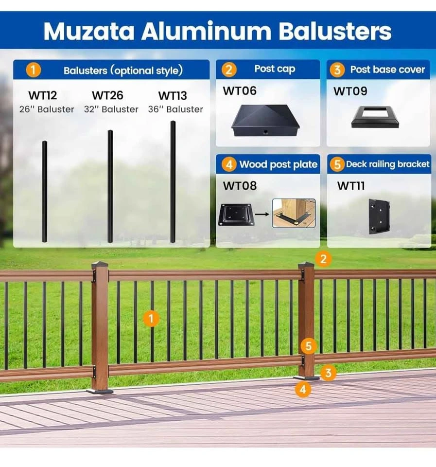 50 Pack 36" Black Aluminum Deck Railing Balusters - photo 5