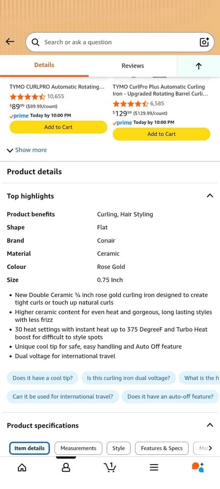 Conair Double Ceramic Curling Iron; 3/4-inch - photo 2