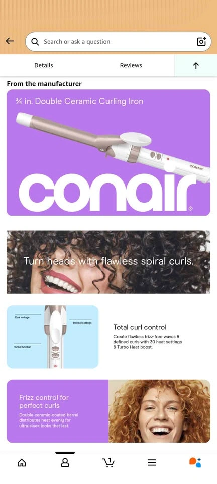 Conair Double Ceramic Curling Iron; 3/4-inch - photo 3
