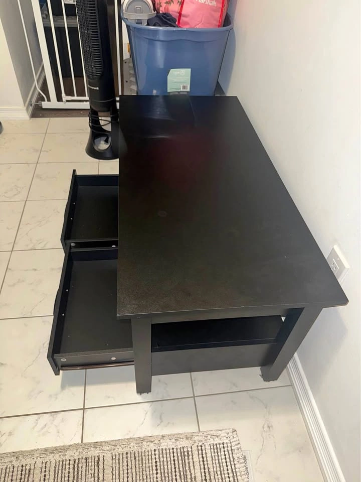 Rolanstar Lift-Top Coffee Table – Black with Hidden Storage & Dr