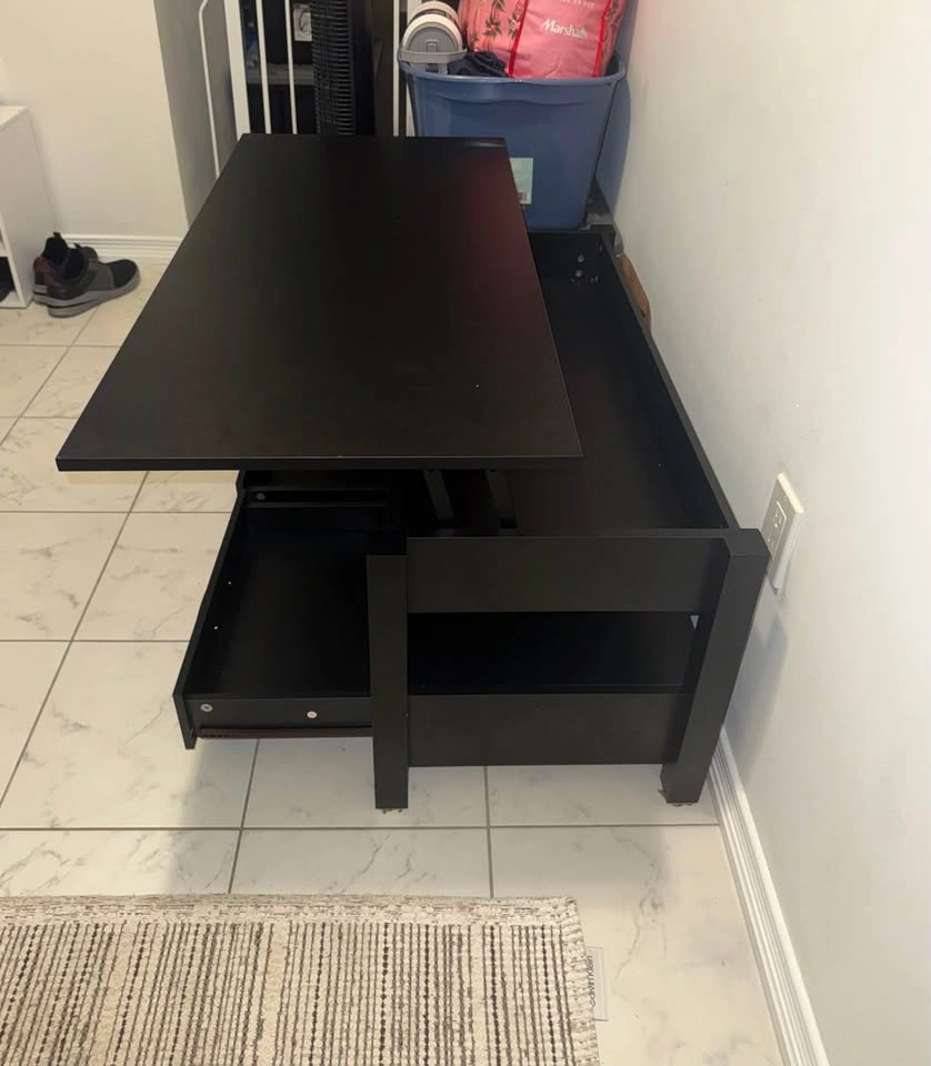 Rolanstar Lift-Top Coffee Table – Black with Hidden Storage & Dr - photo 2