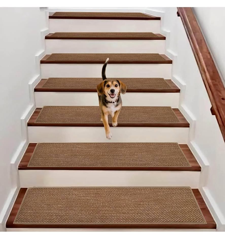Linen Stair Treads Non Slip Indoor 30x8 Inch, 15Pcs