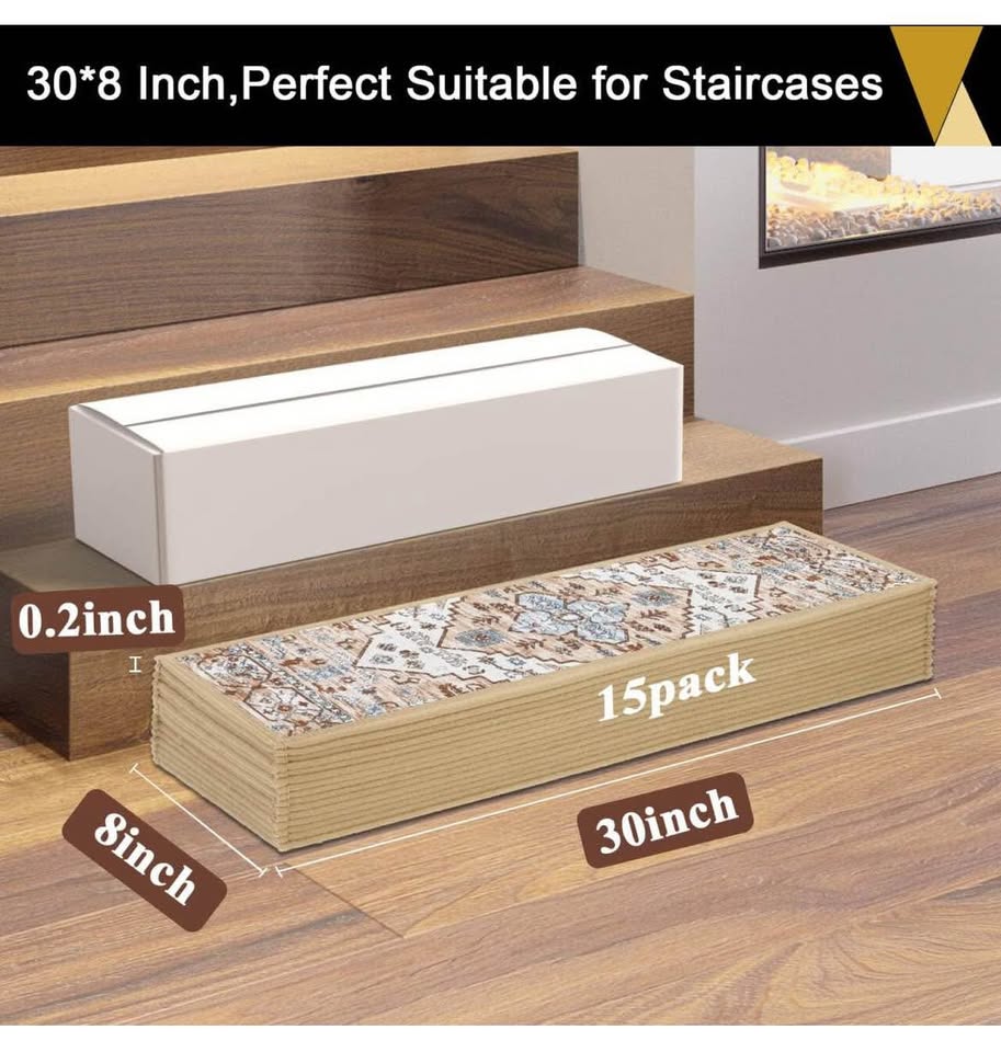8"x30" Stair Runner Self Adhesive Carpet Stair Treads - photo 2