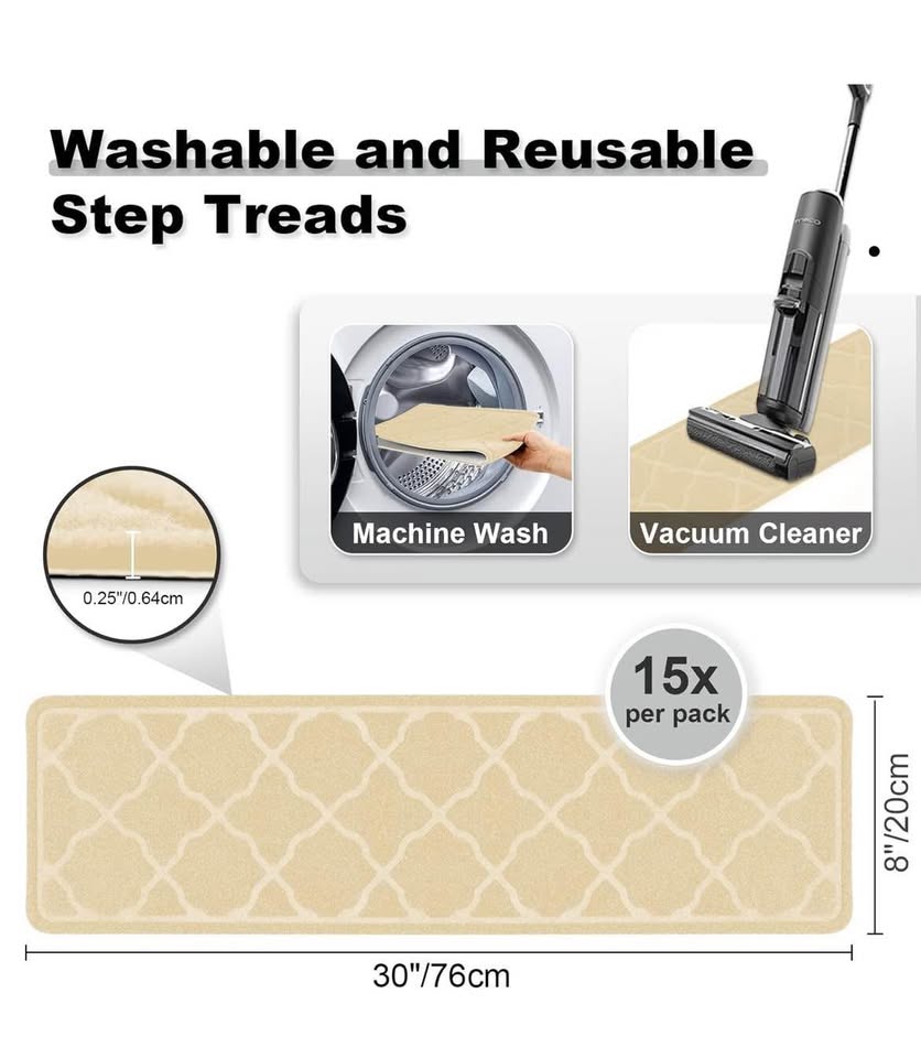Carpet Stair Treads Non Slip Indoor, 15 Packs 30X8in - photo 2