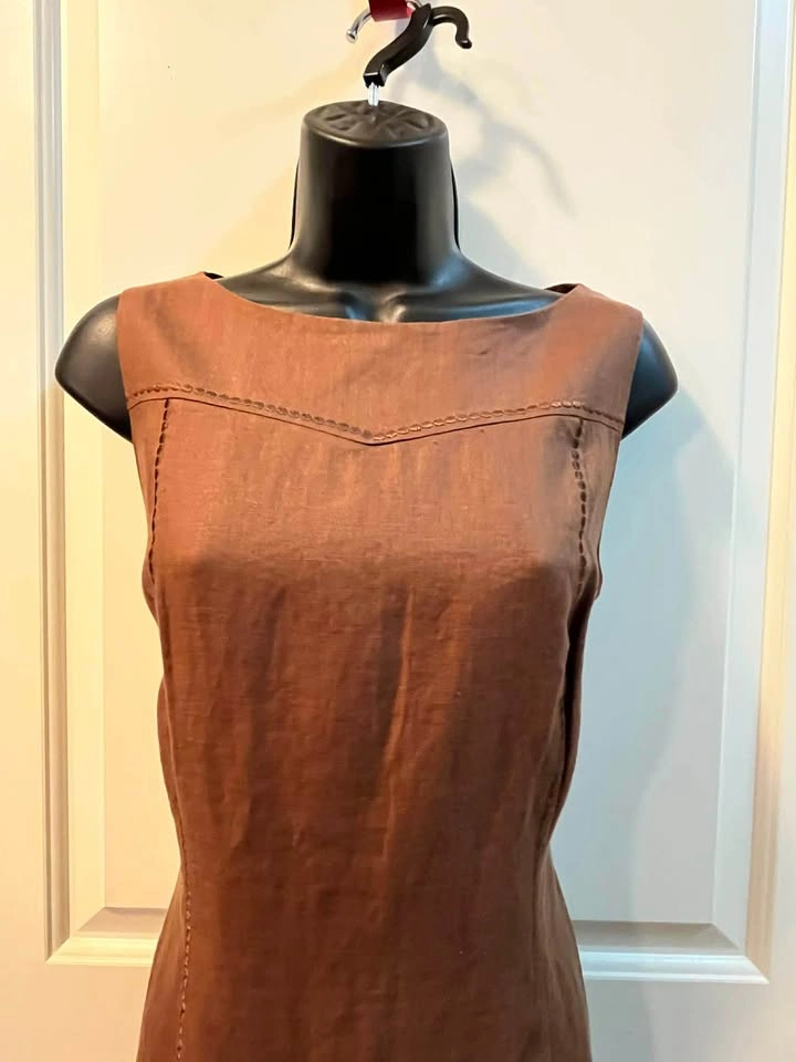 Lecomte Germany Linen Midi Sheath Dress - Brown - Size 40 - photo 5