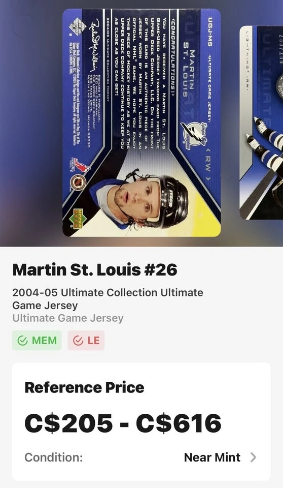 Martin St. Louis Game-Used Jersey Hockey Card /250 Upper Deck Ul - photo 3