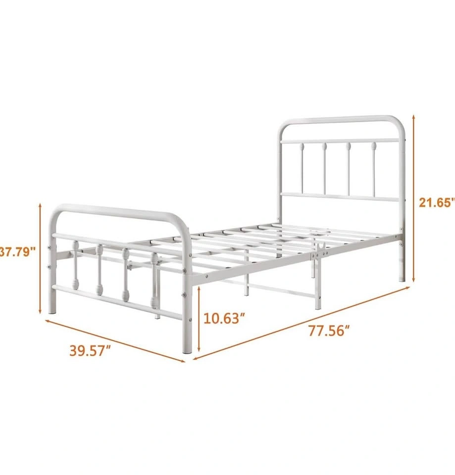 White Twin Metal Frame Bed - photo 2