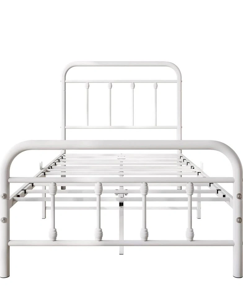 White Twin Metal Frame Bed - photo 3