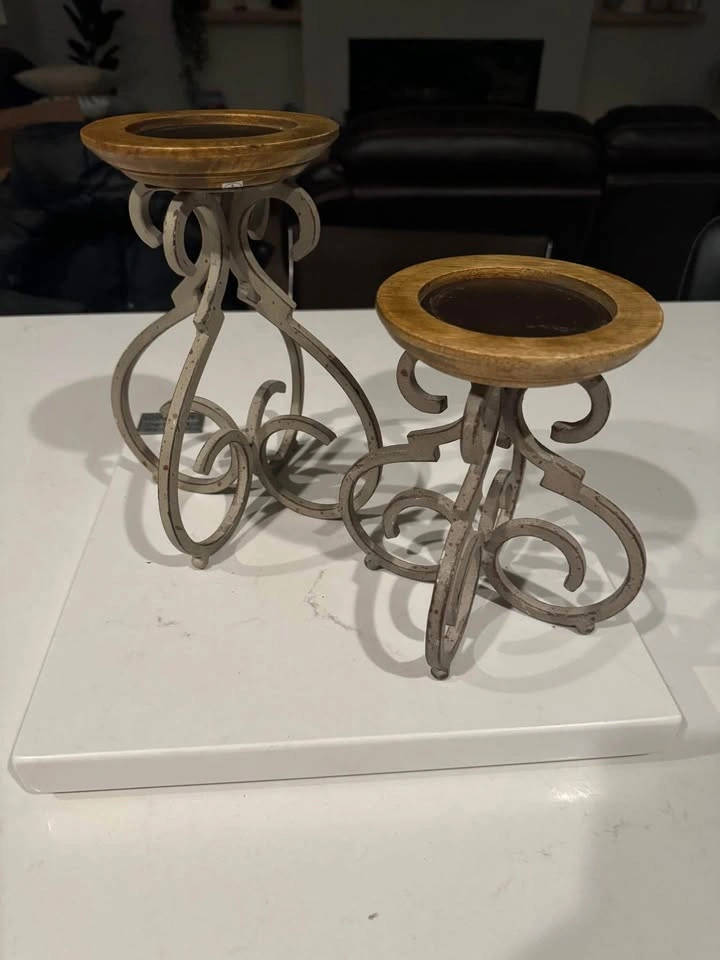 Metal & Wood Candle Holders
