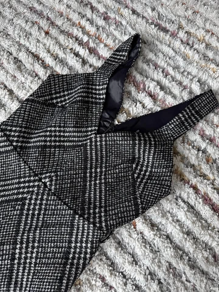 Mango Black Tweed Midi Dress - Size Xs fits S