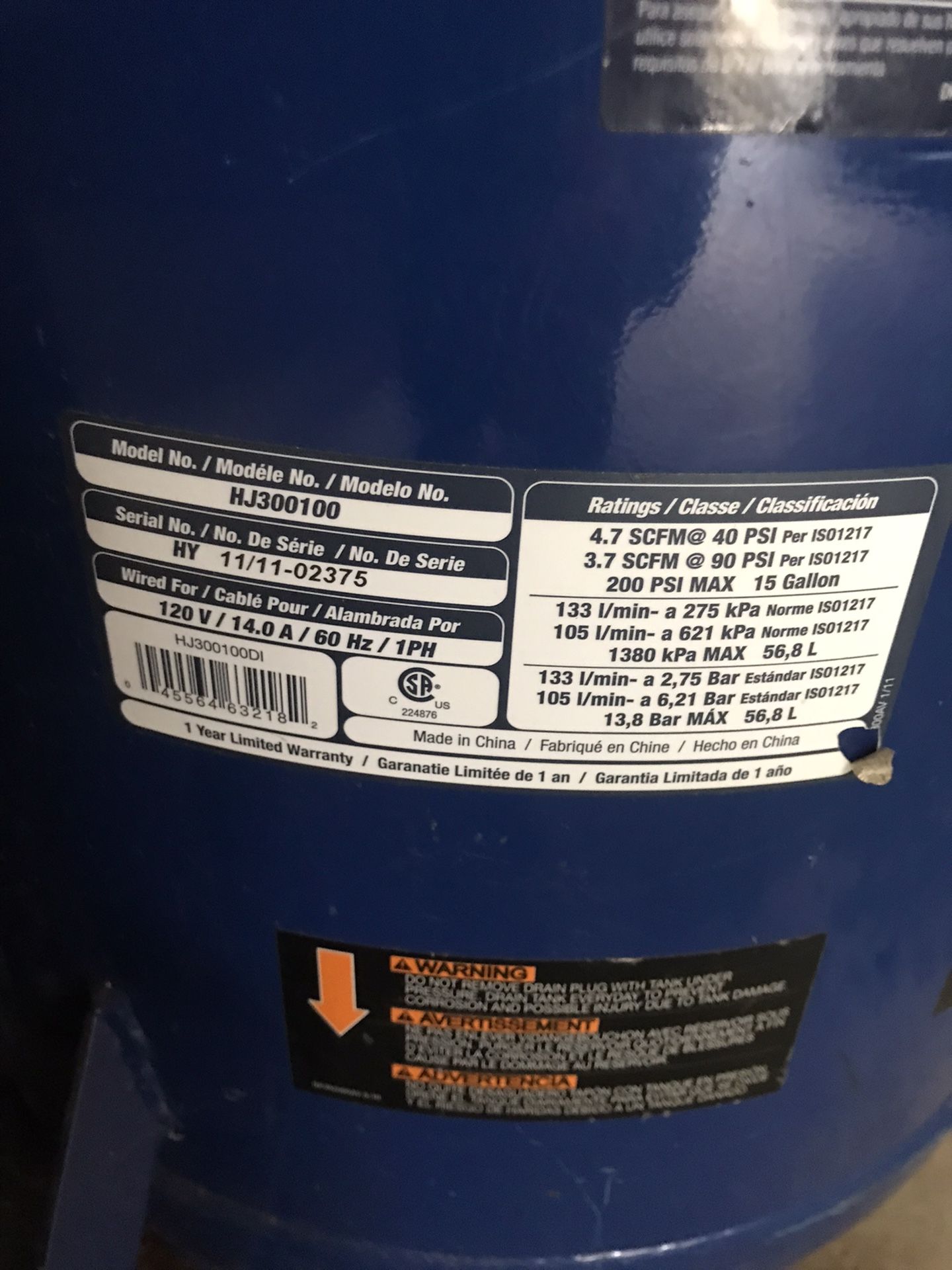 200 PSI Compressor - Needs Repair or Parts - photo 2