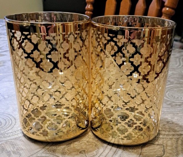Set of 2 Gold Candle Lanterns