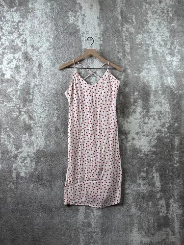 New Reformation Dress 4 White & Red Polka Dot Midi Cross Back - photo 2