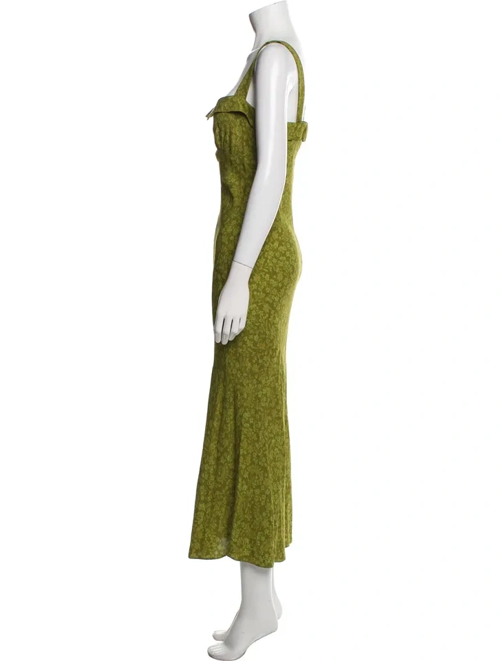 Brand New Reformation Long Floral Green Dress Size Small - photo 2