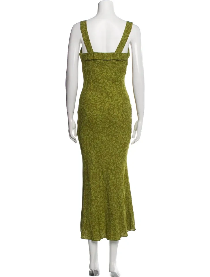 Brand New Reformation Long Floral Green Dress Size Small - photo 3